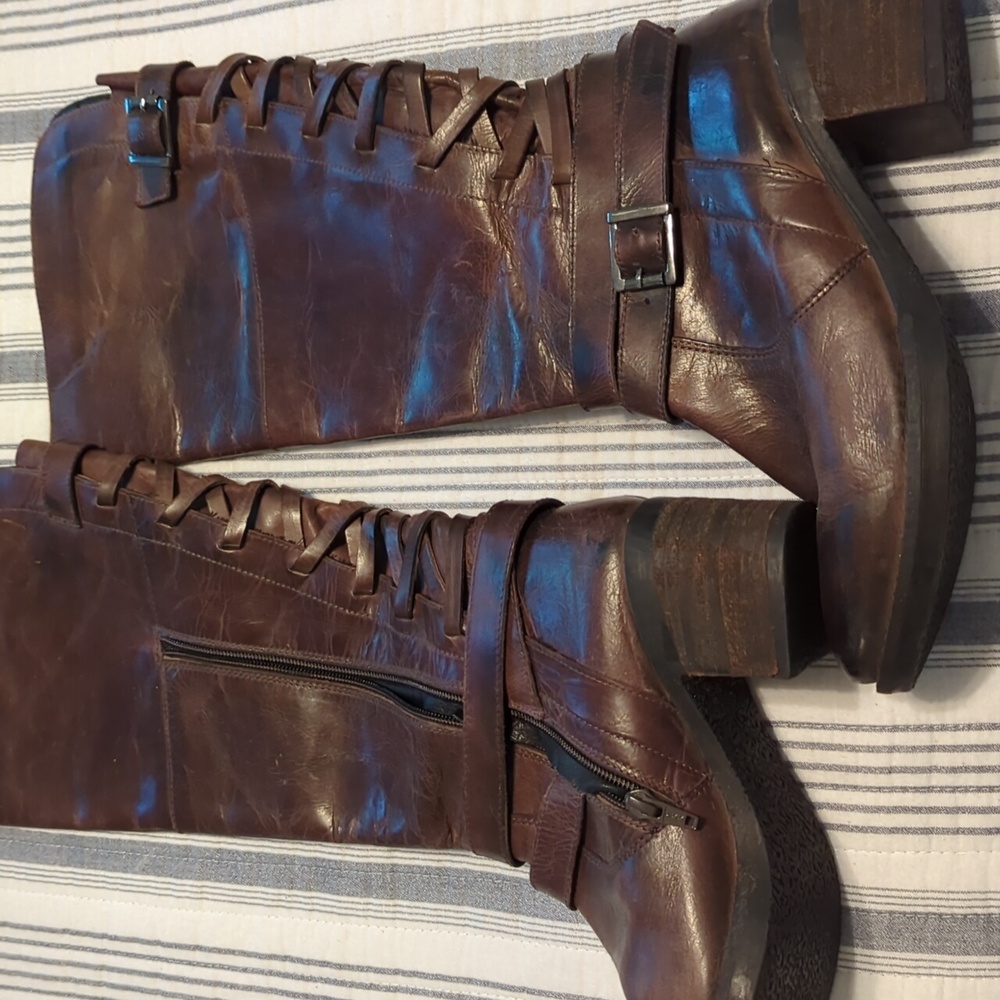 Leather knee high leather boots